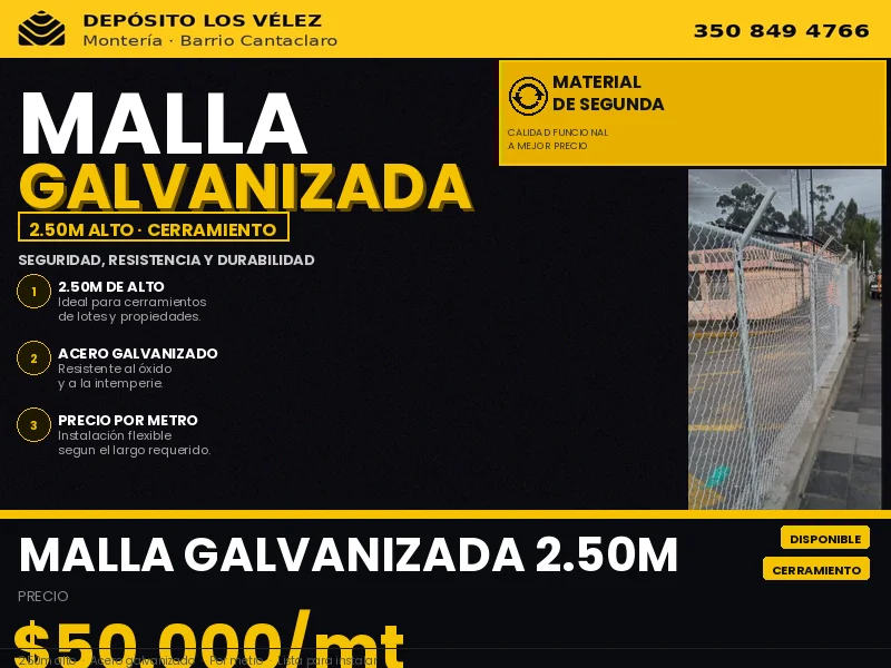 Malla galvanizada cerramiento 250
