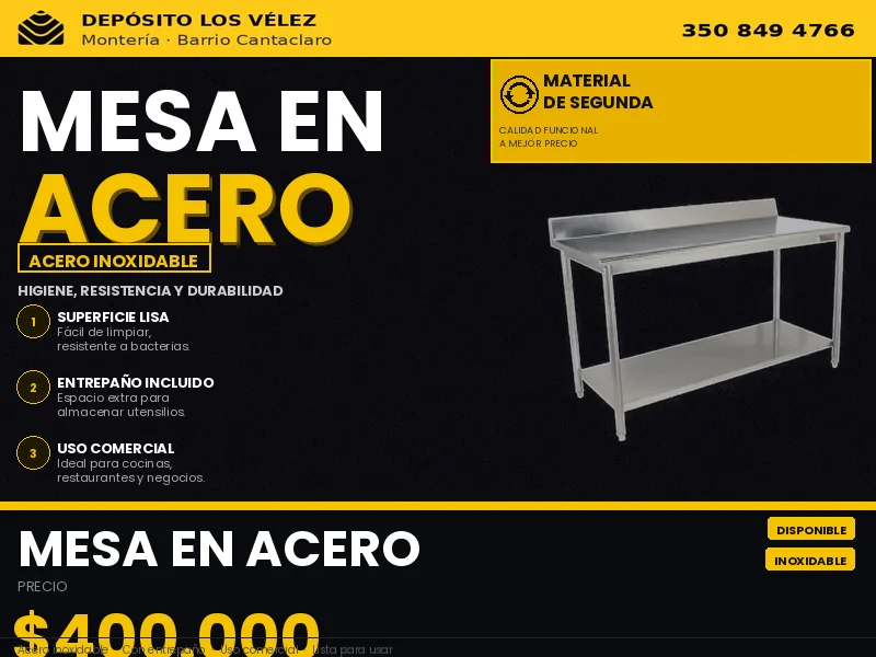 Mesa/barra en acero