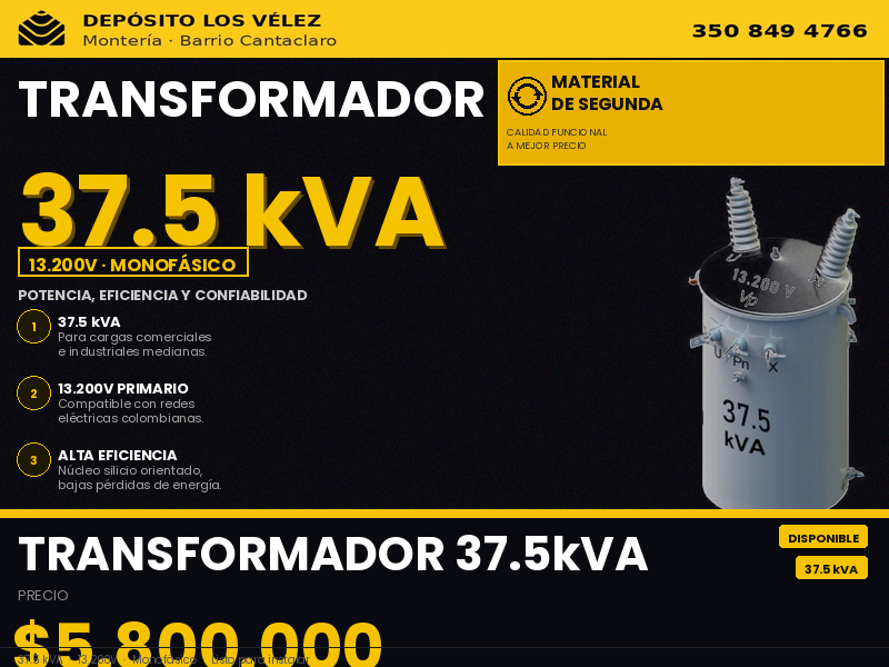 Transformador 37.5KV