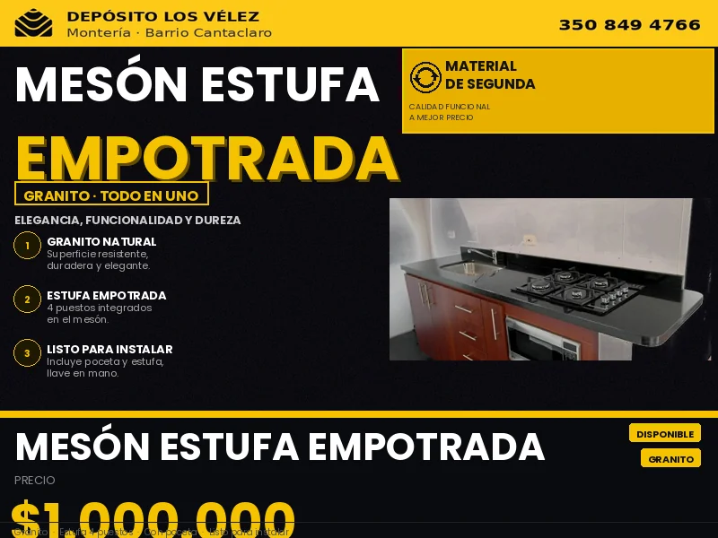 Mesón con estufa empotrada