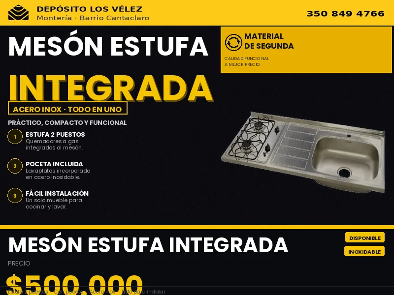Mesón con estufa integrada