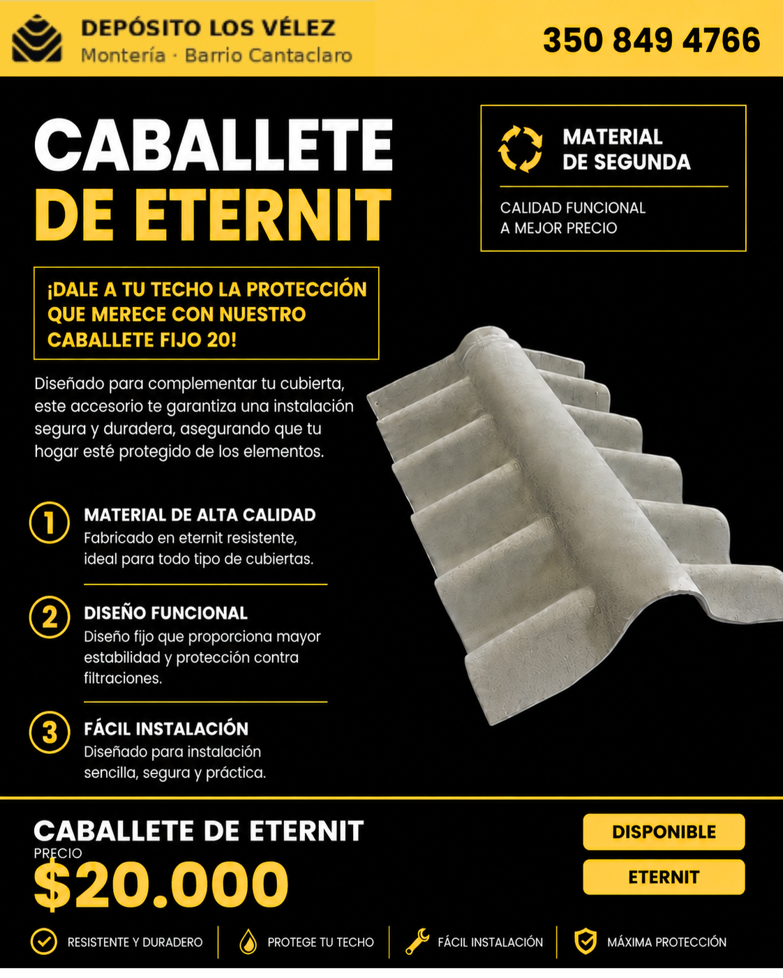 Caballete para techo eternit