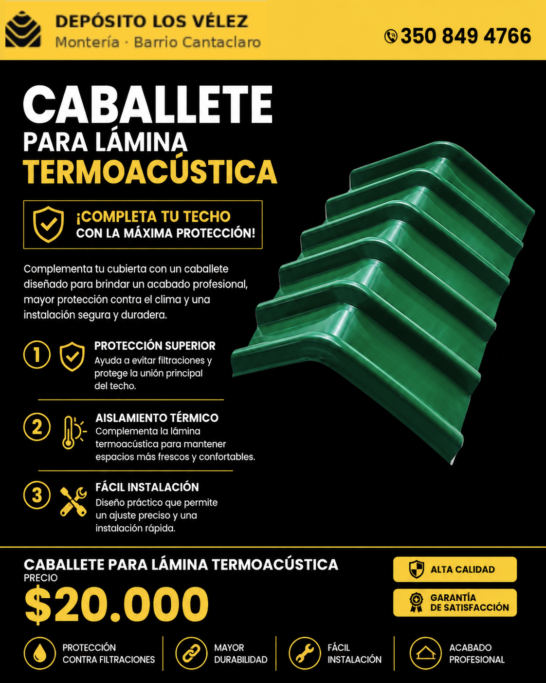Caballete para techo termoacústico