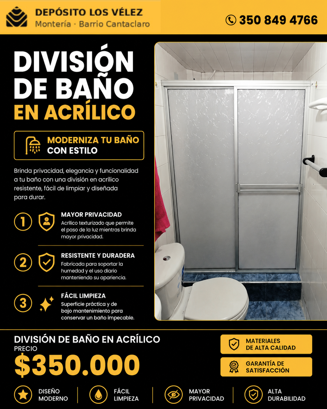 Cabina de baño en acrílico