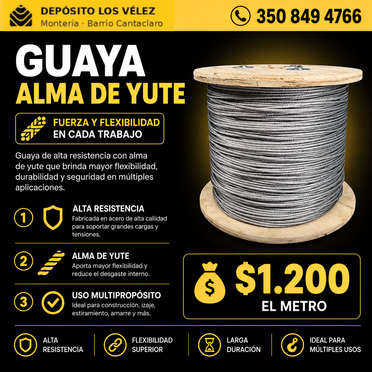 Guaya alma yute 1/8"