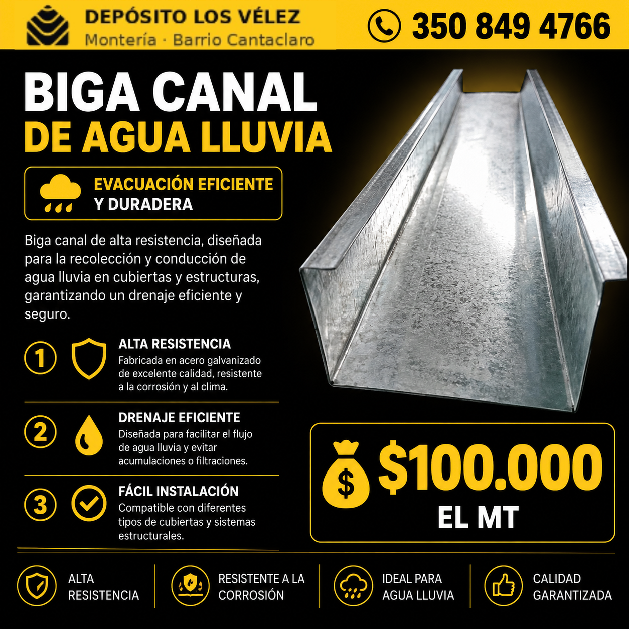 Viga canal de agua