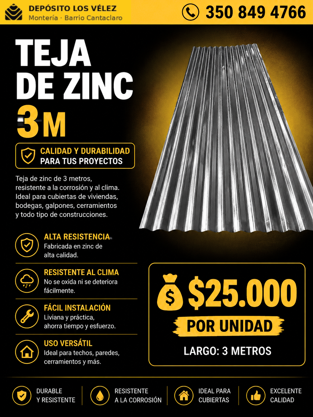 Teja de zinc