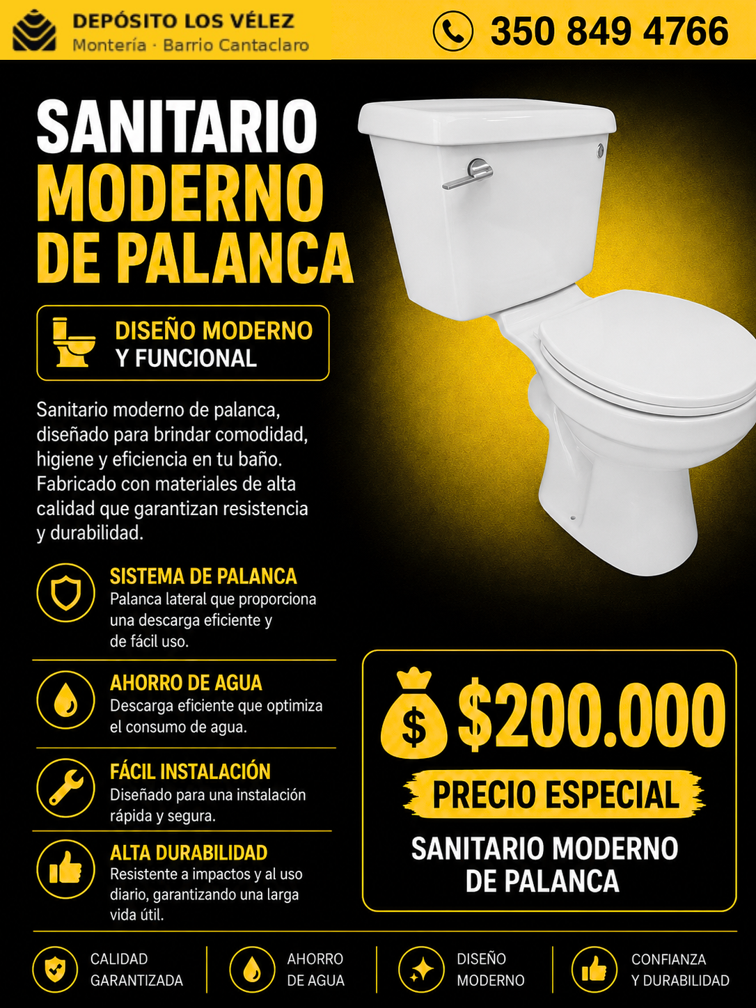 Sanitario moderno de palanca