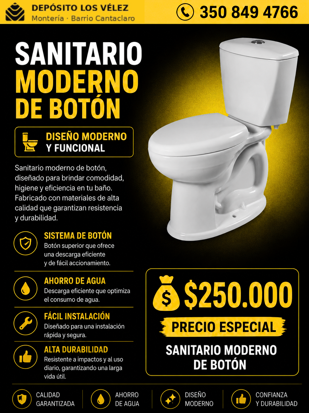 Sanitario moderno de botón
