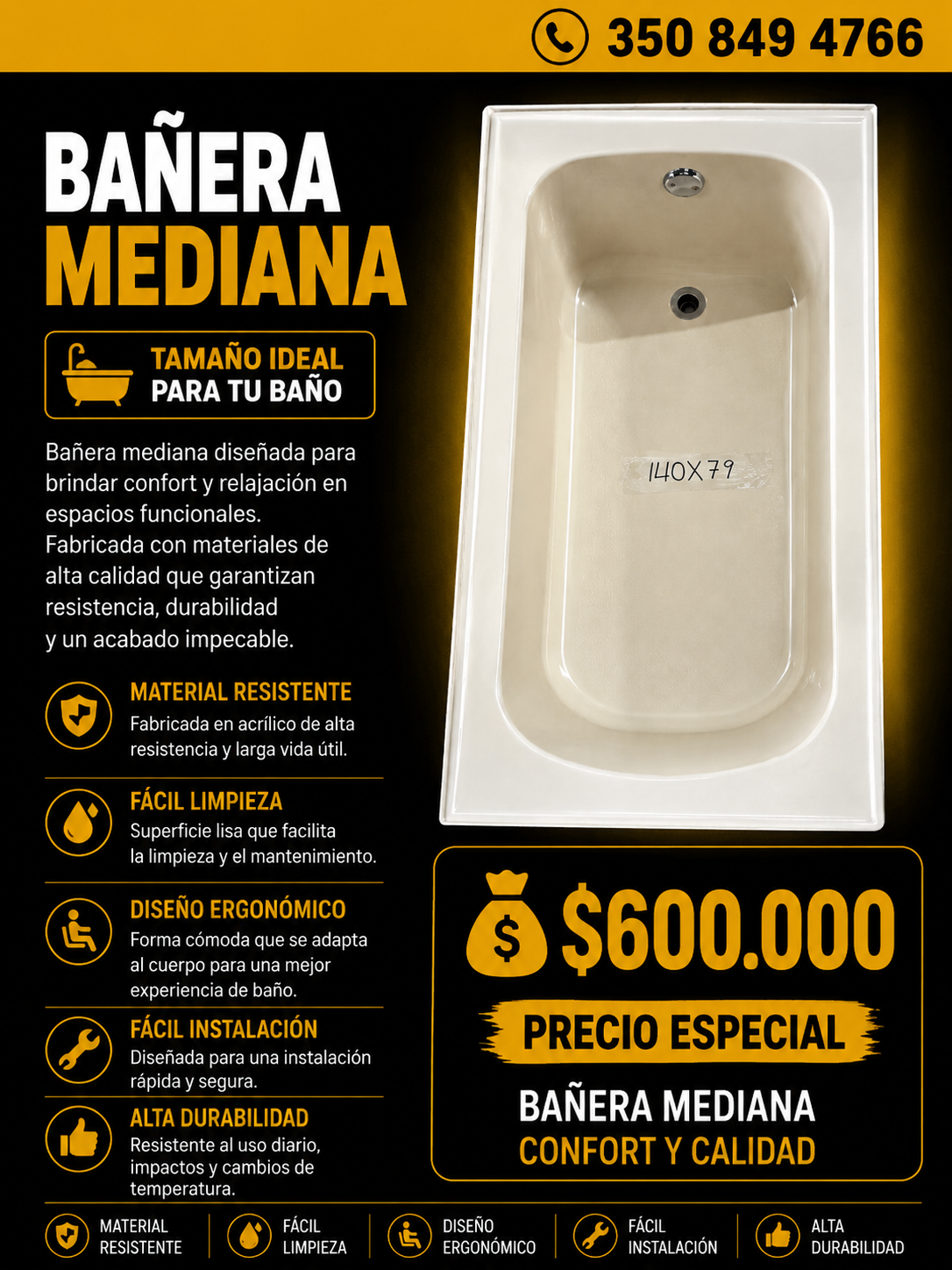 Bañera mediana