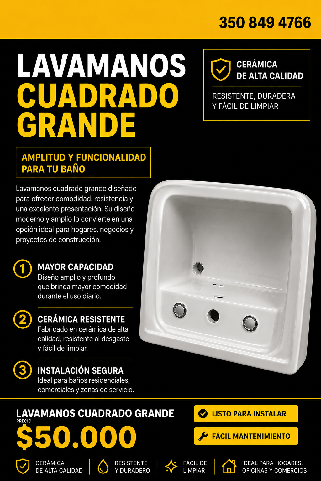 Lavamanos cuadrado grande