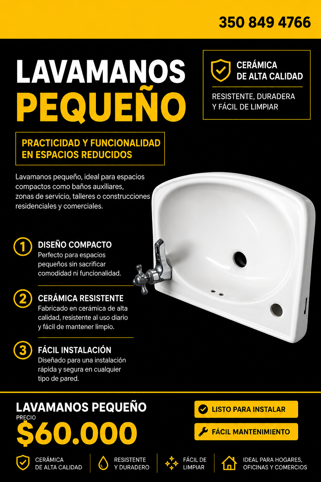 Lavamanos cuadrado pequeño