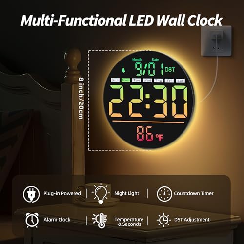 Vue 2 de Maxstar Horloge Murale Numerique