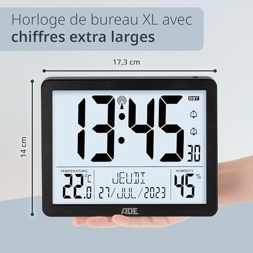 Vue 3 de Ade Horloge Numerique Radiocontrolee
