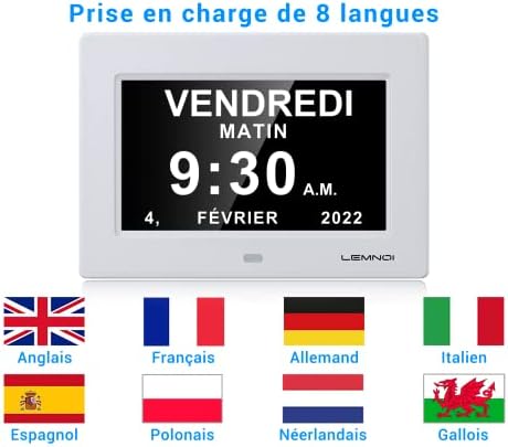 Vue 3 de Lemnoi Pouce Lcd Horloge