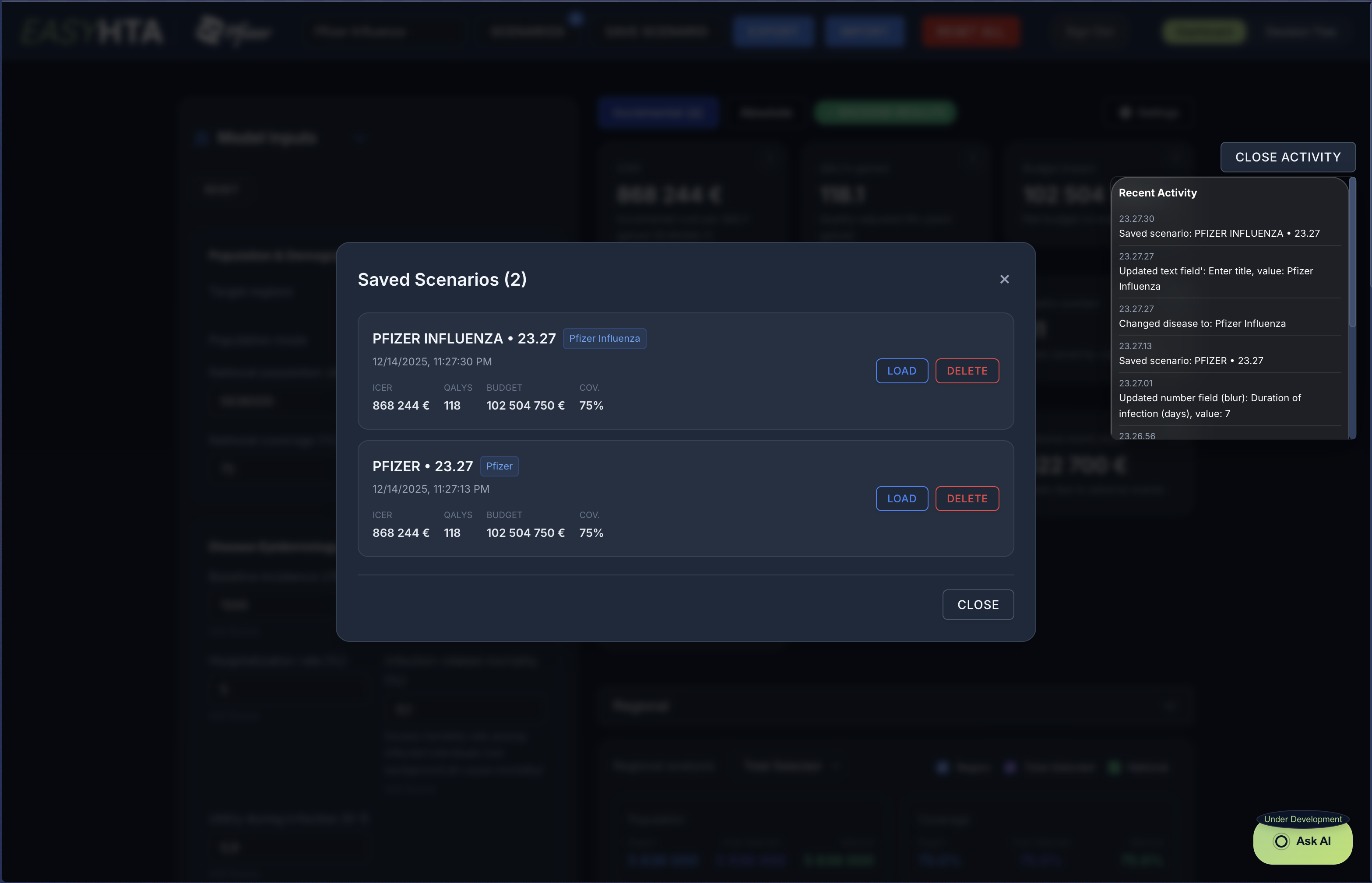 EasyHTA: Vaccine Analytics Platform screenshot