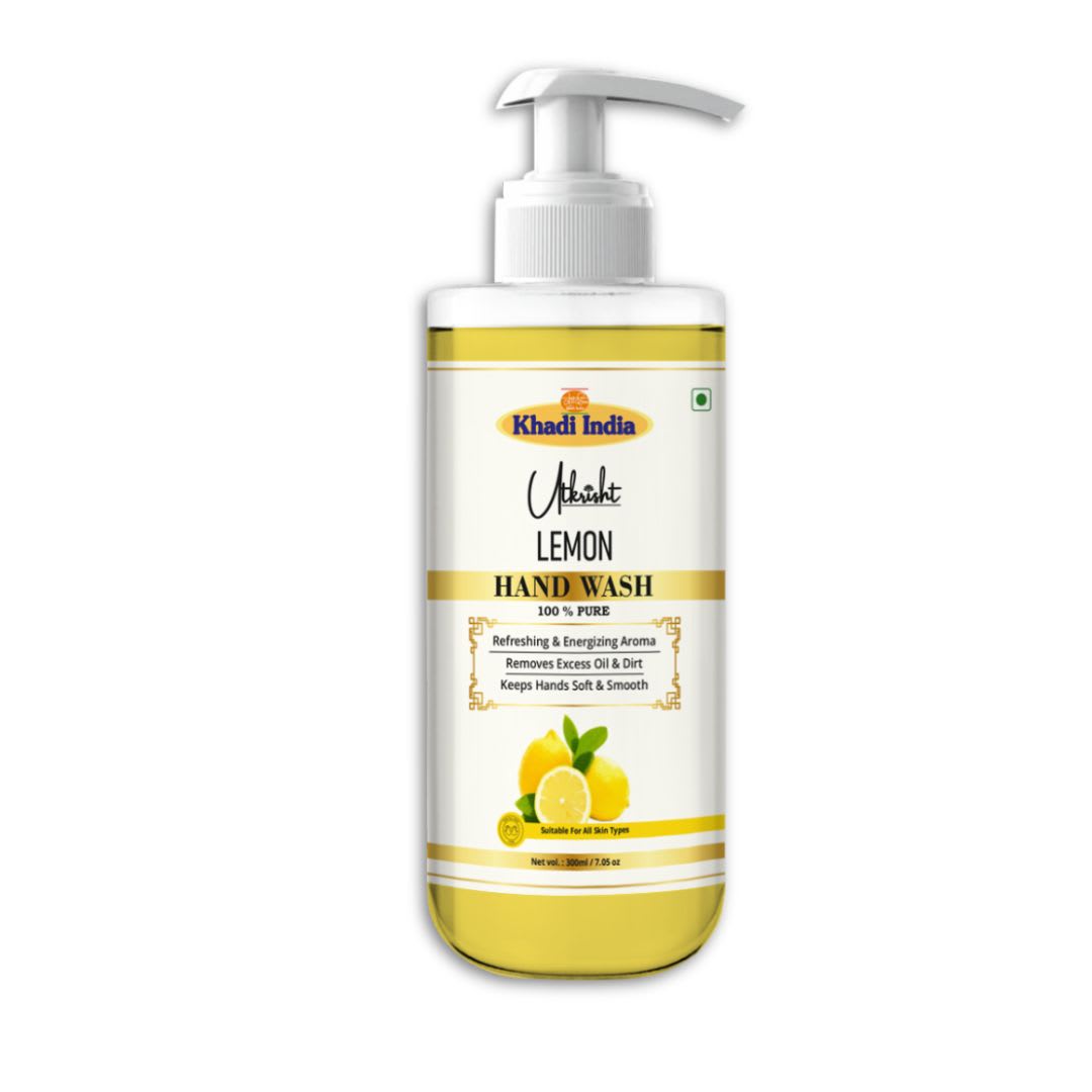Utkrisht Khadi Lemon Hand Wash | Liquid Hand Soap with Refreshing Lemon Fragrance | Rich Lather, Gentle Cleansing & Everyday Hand Care-500GM