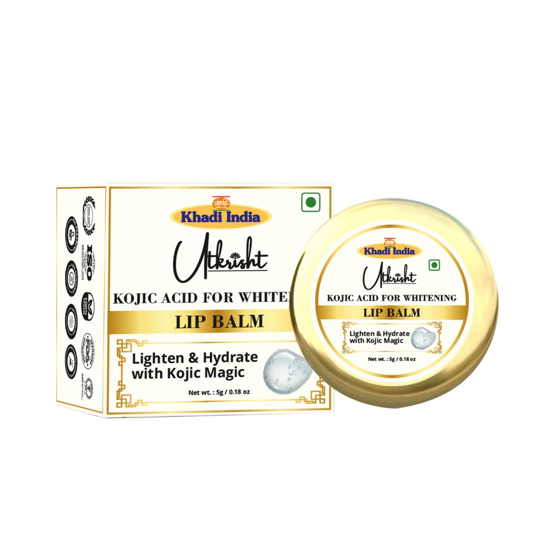 Utkrisht Khadi Kojic Lip Balm | Deeply Hydrates, Repairs Dry Lips, Improves Lip Texture & Helps Reveal Naturally Radiant Lips-5GM