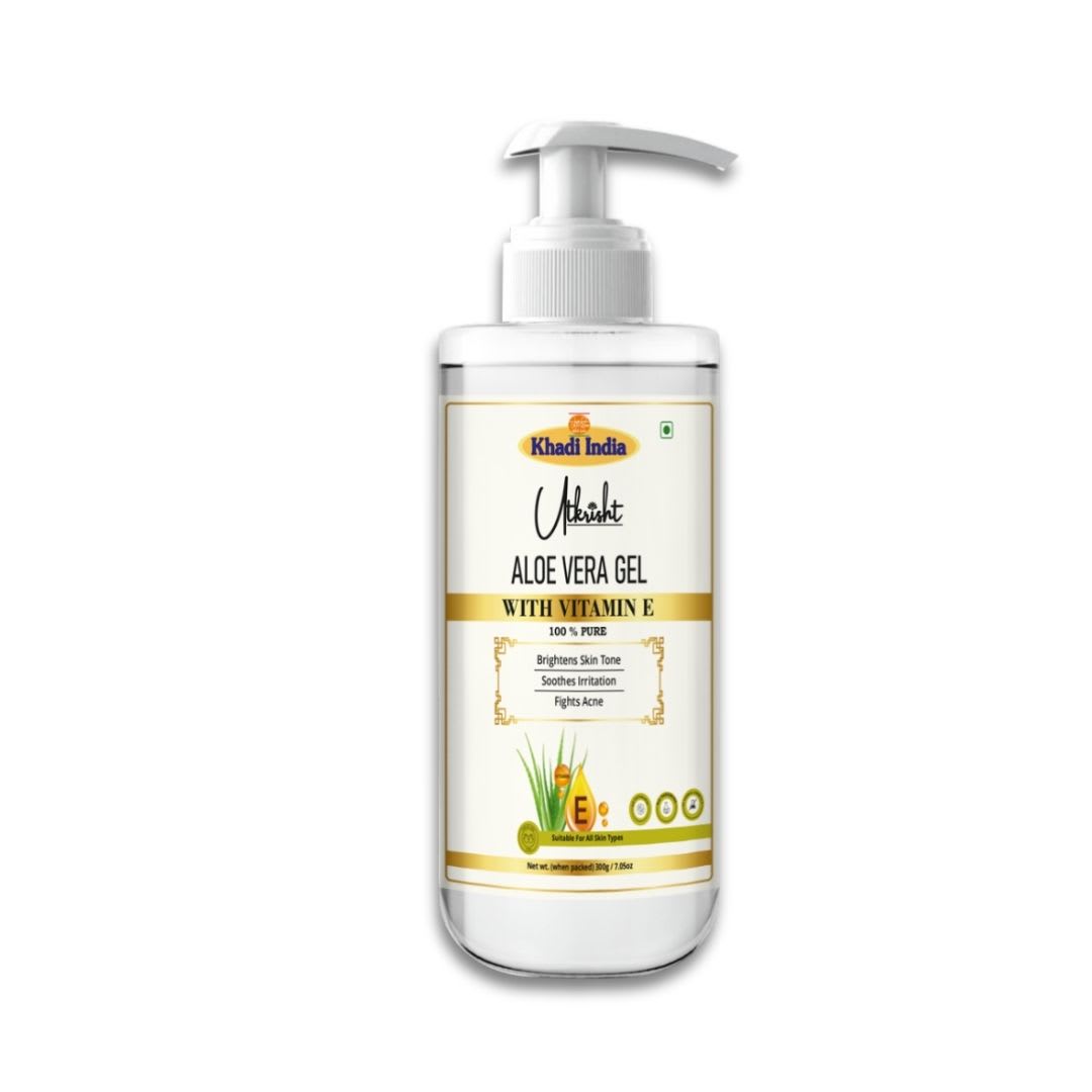 Utkrisht Khadi White Aloe Vera Gel for Face, Skin & Hair | Lightweight Hydrating Gel for Moisturizing, Soothing & Nourishing-300GM