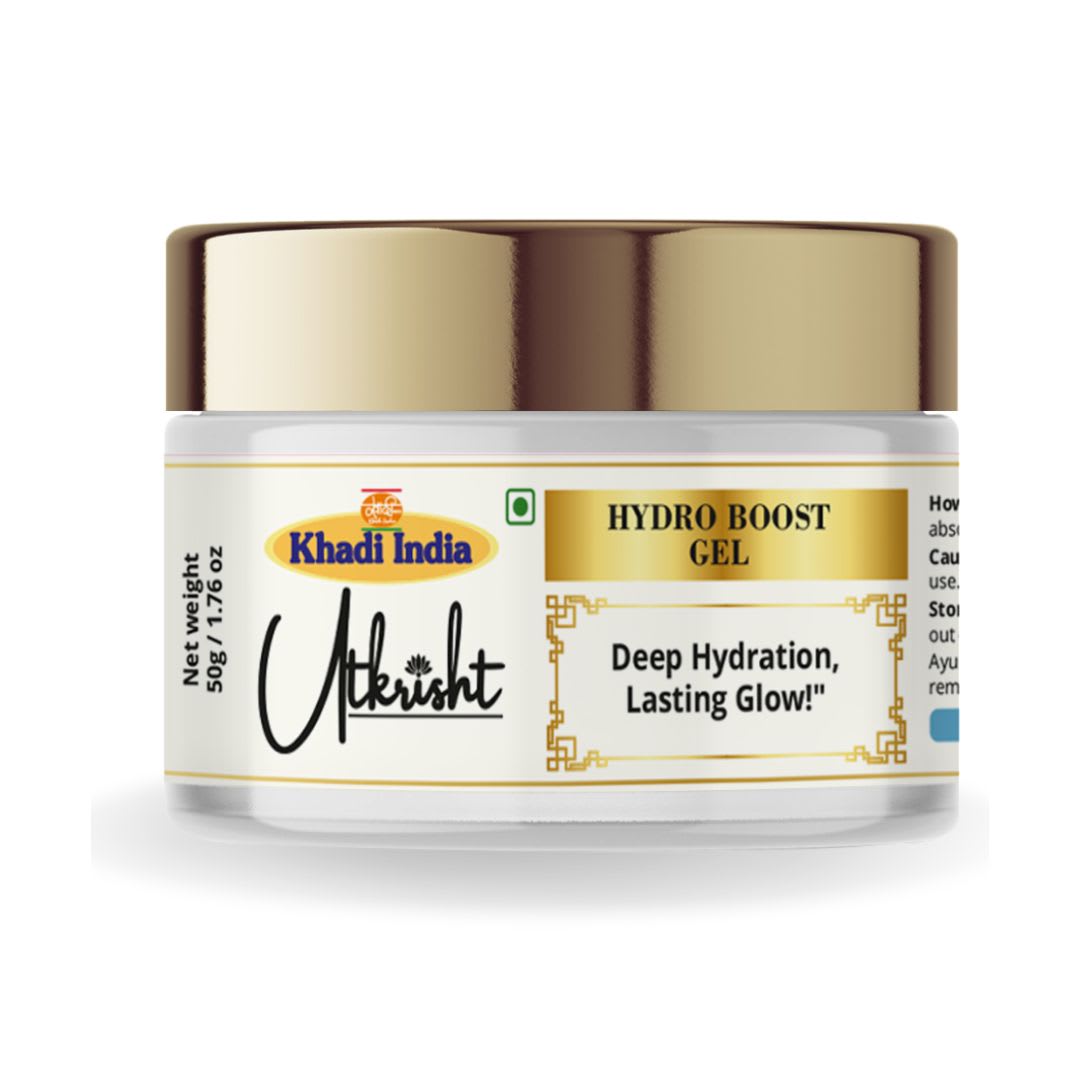 Utkrisht Khadi Hydro Boost Face Gel | Hyaluronic Acid Hydrating Gel Moisturizer for Dry, Oily & Combination Skin-50GM