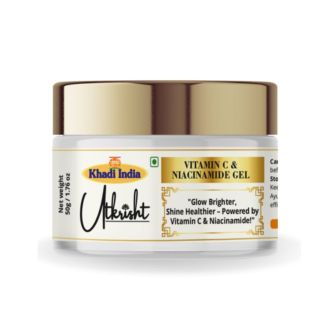 Utkrisht Khadi Vitamin C Face Gel for Skin Brightening & Natural Glow | Hydrating Face Moisturizer for Dark Spots, Dull Skin, Uneven Skin Tone & Antioxidant Care-50GM