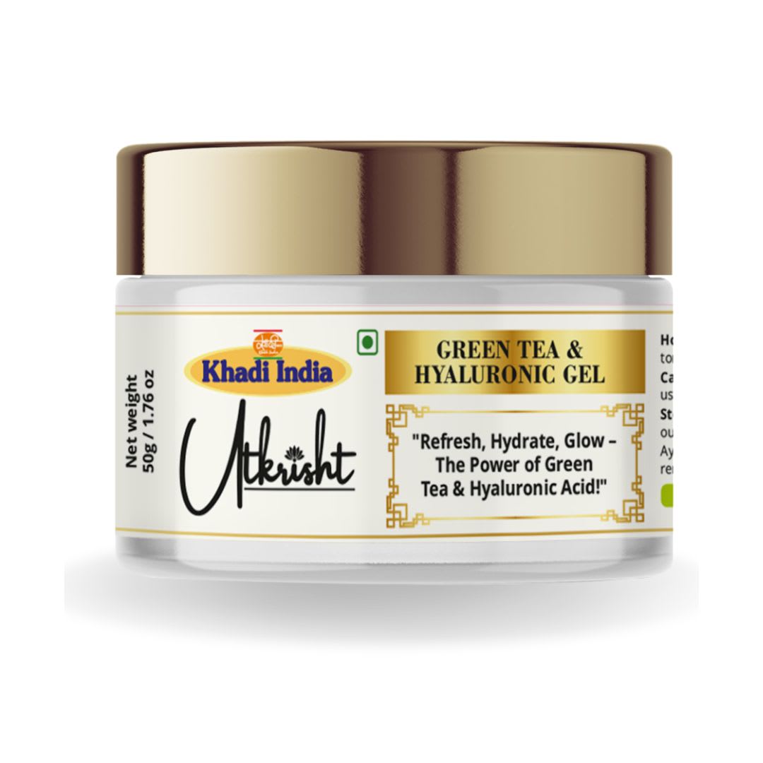Utkrisht Khadi Green Tea Face Gel for Face | Hydrating & Oil Control Gel with Antioxidant Care for Acne-Prone Skin, Pore Care, Skin Brightening & Natural Glow