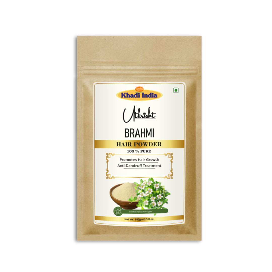 Utkrisht Khadi Brahmi Powder for Hair & Skin | 100% Pure Ayurvedic Herbal Powder for Hair Growth, Scalp Care & Healthy Skin-100GM