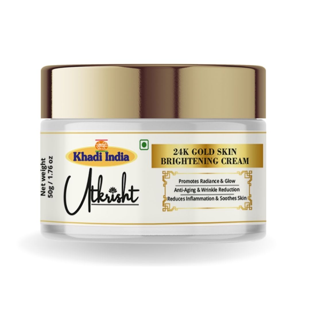 Utkrisht Khadi 24K Gold Face Cream | Advanced Moisturizing Cream for Fine Lines, Dryness & Skin Renewal-50GM