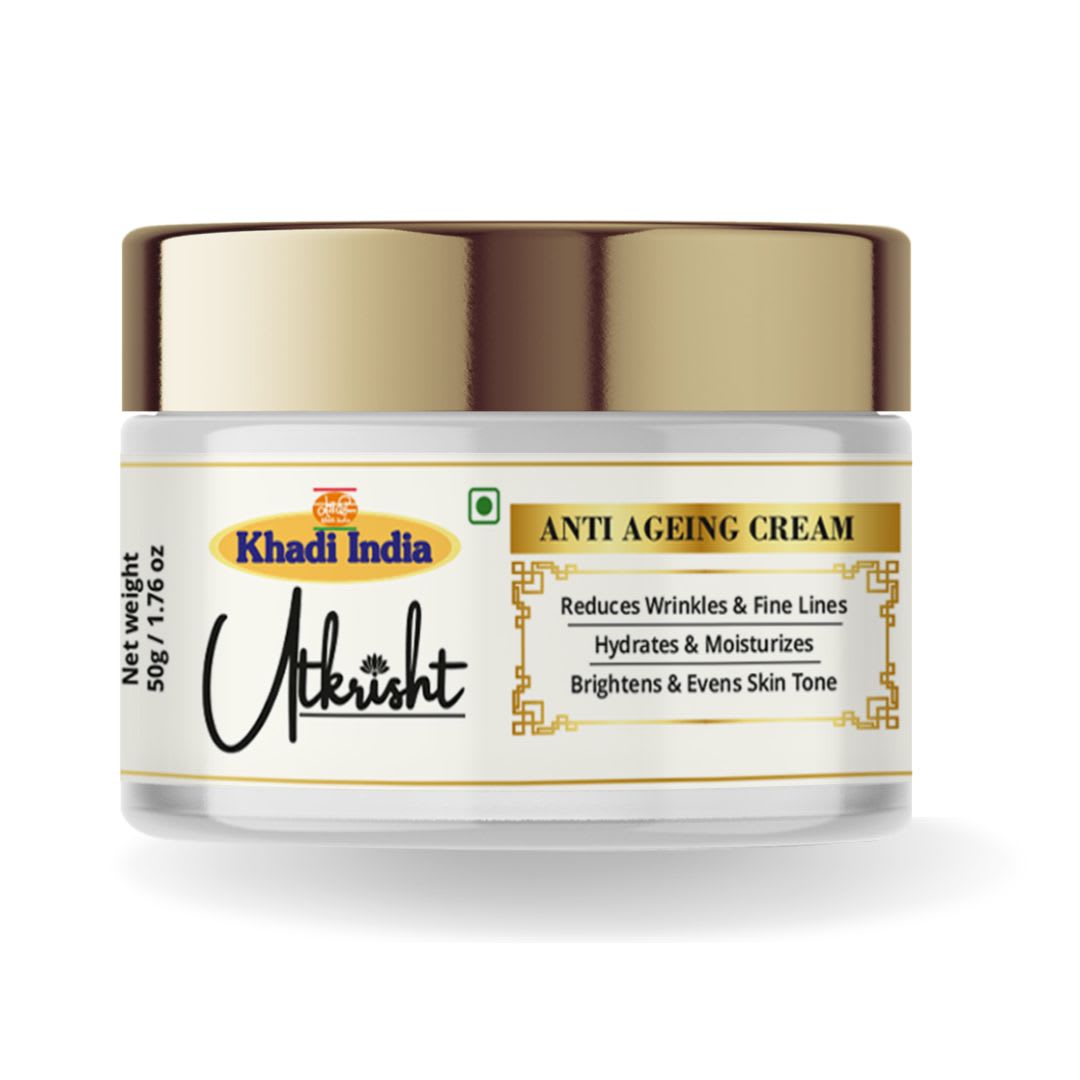 Utkrisht Khadi Anti-Ageing Face Cream for Women & Men | Reduces Fine Lines, Age Spots & Improves Skin Firmness-50GM