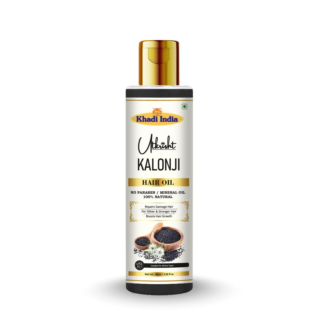 Utkrisht Khadi Pure Kalonji (Black Seed) Oil Multi-Purpose Hair & Body Oil for Stronger Hair, Healthy Scalp, Dry Skin & Natural Glow-100ML