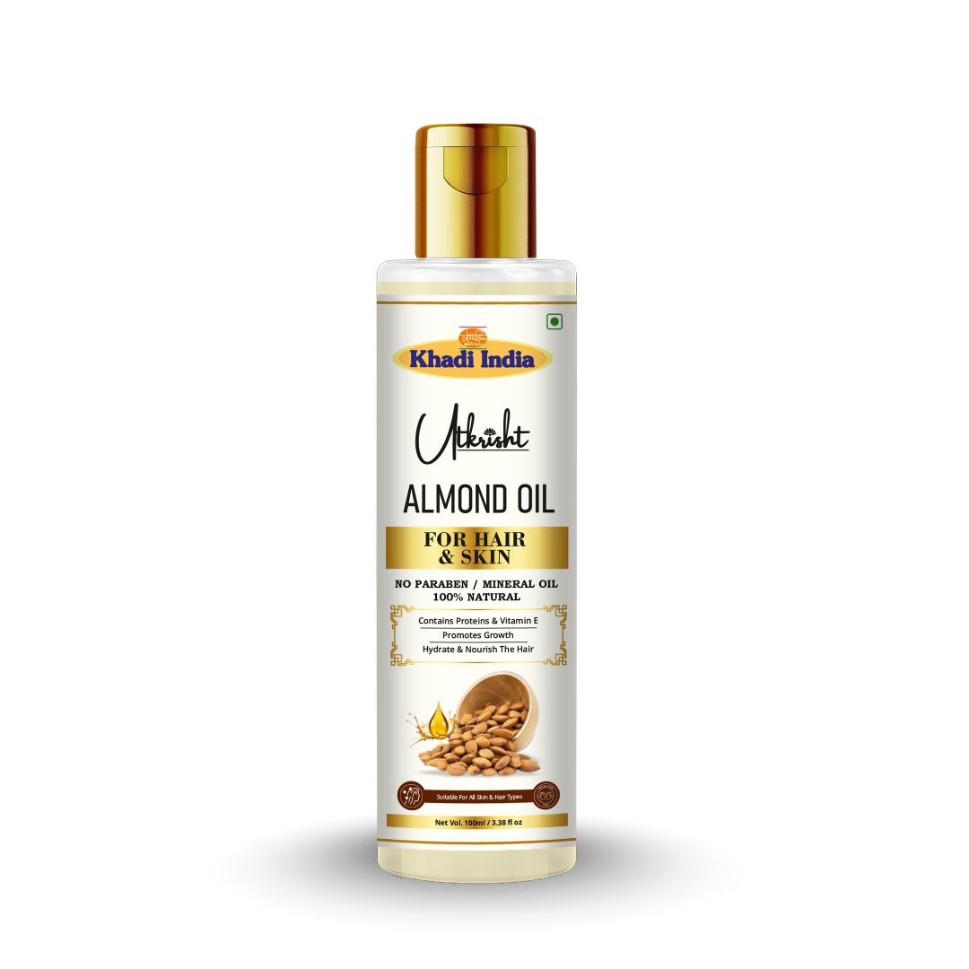 Utkrisht Khadi Almond Hair Oil | Herbal Hair Oil for Dry, Damaged & Frizzy Hair- 100ML