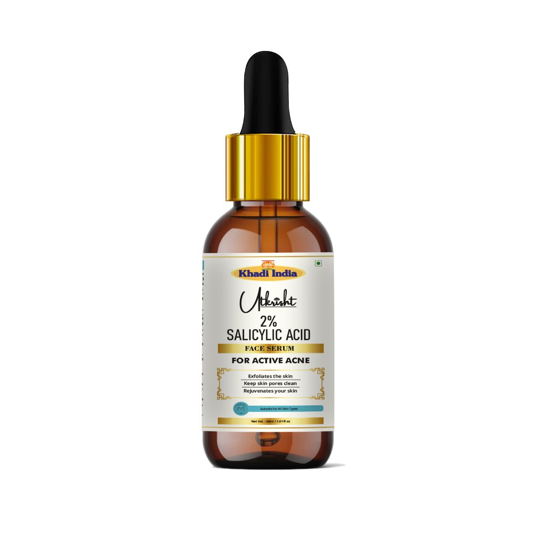 Utkrisht Khadi 2% Salicylic Face Serum | BHA Face Serum for Oily & Acne-Prone Skin | Helps Reduce Pimples, Acne Marks, Blackheads & Excess Oil-30ML