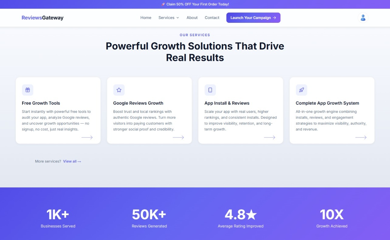 ReviewsGateway online review management platform built by Abdullah Shahid