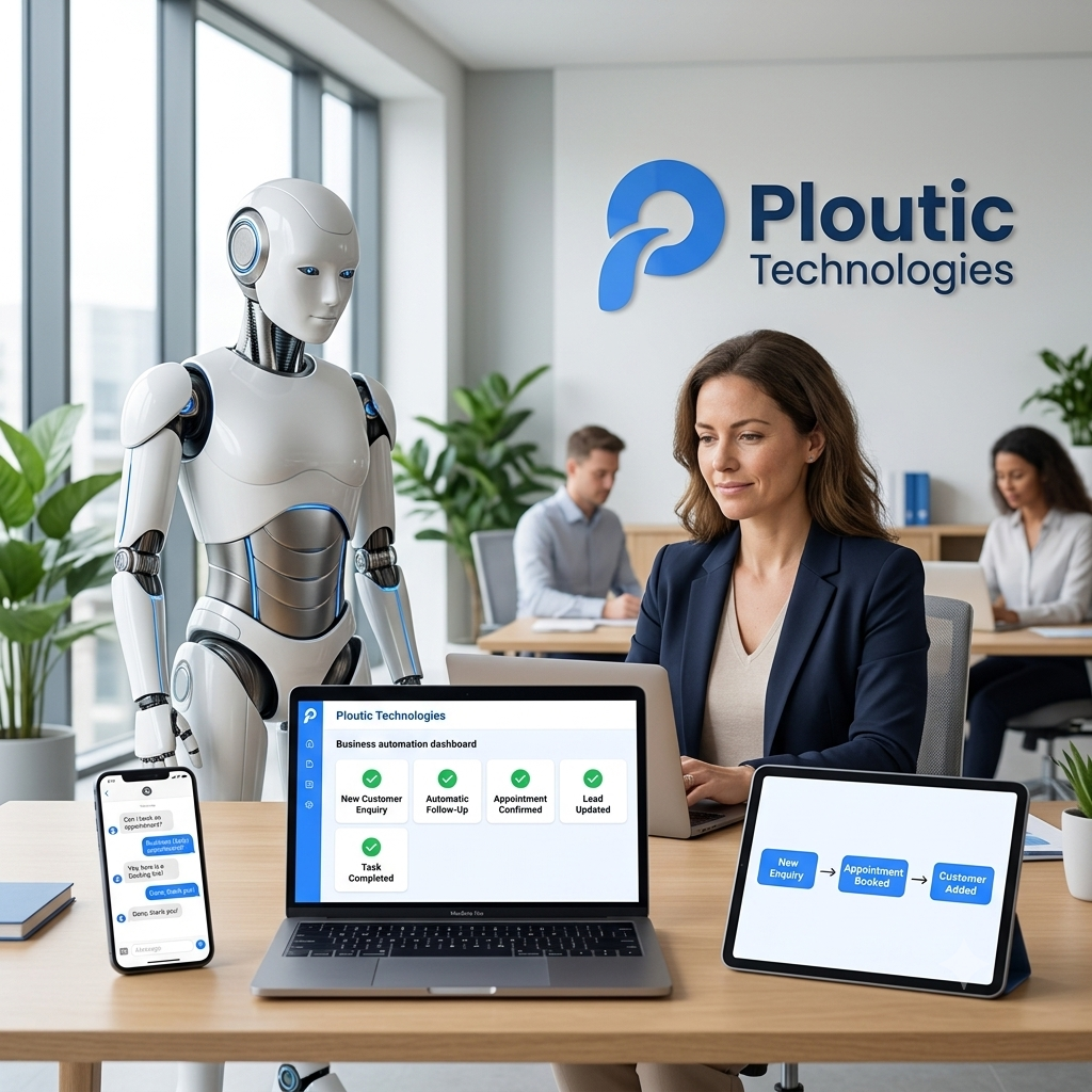 Business professional working with AI tools on a laptop