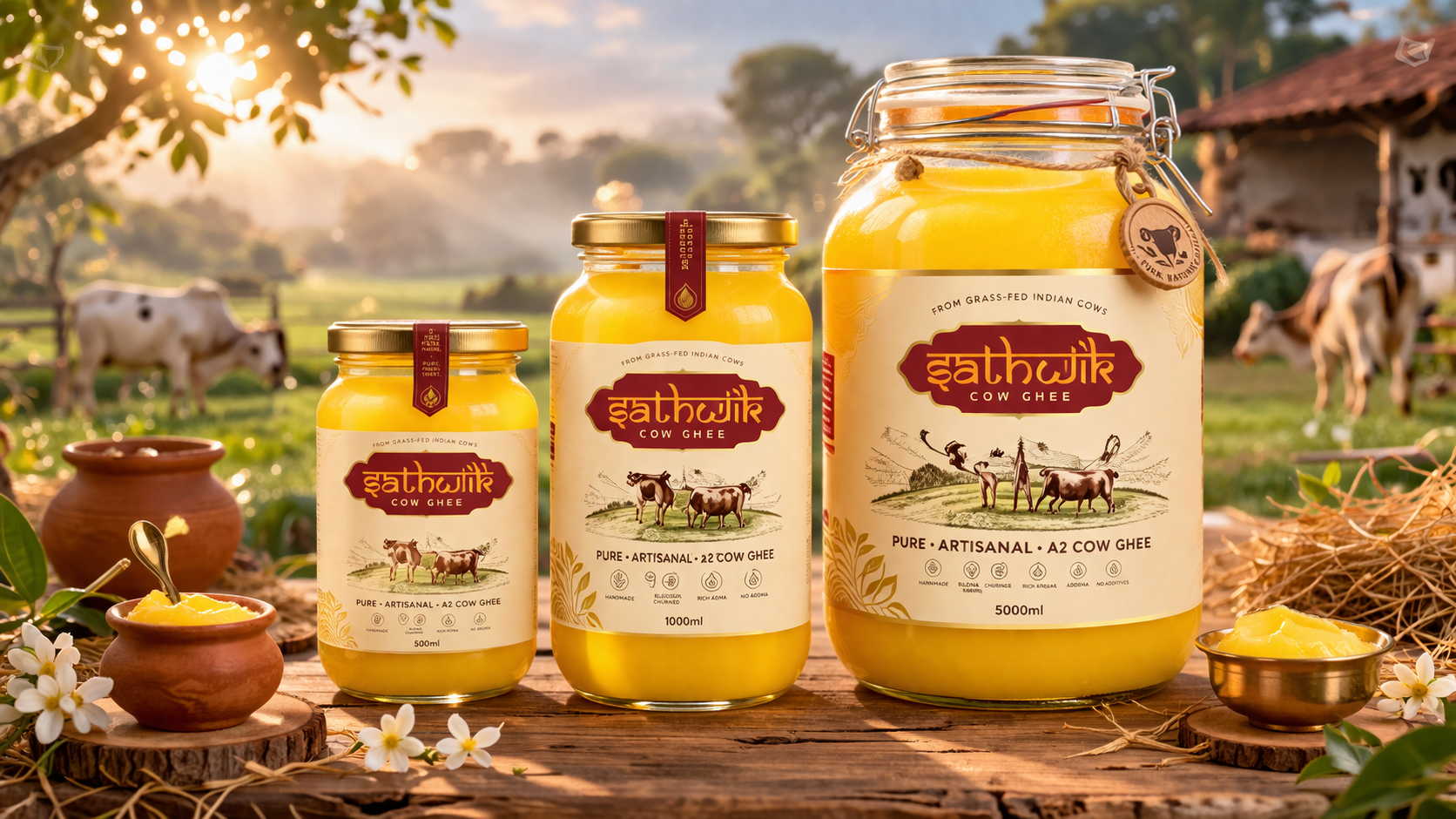 Sathwik Ghee Bottles Pure Cow Ghee