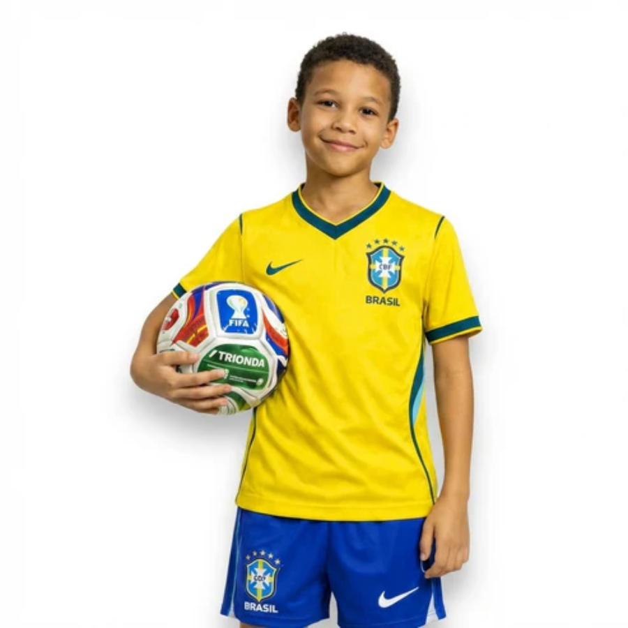 Kids kit Brazil Home Fan Jersey Shirt 2026