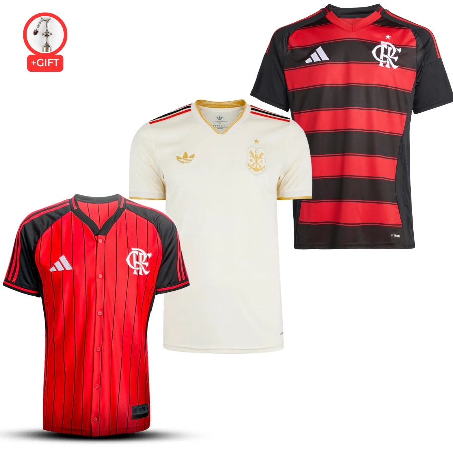 Flamengo Fan Jersey Home, Away e Baseball 2025/26 – Kit 3 Fan Jersey