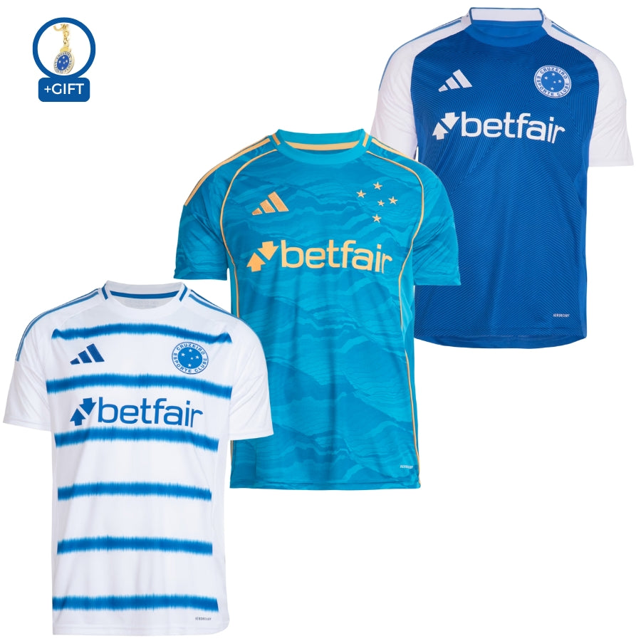 Cruzeiro Fan Jersey Home, Away e Third 2025/26 – Kit 3 Fan Jersey