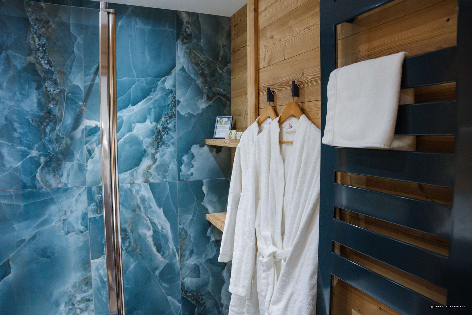 The spa area at Les Bas Rupts, adorned with blue onyx