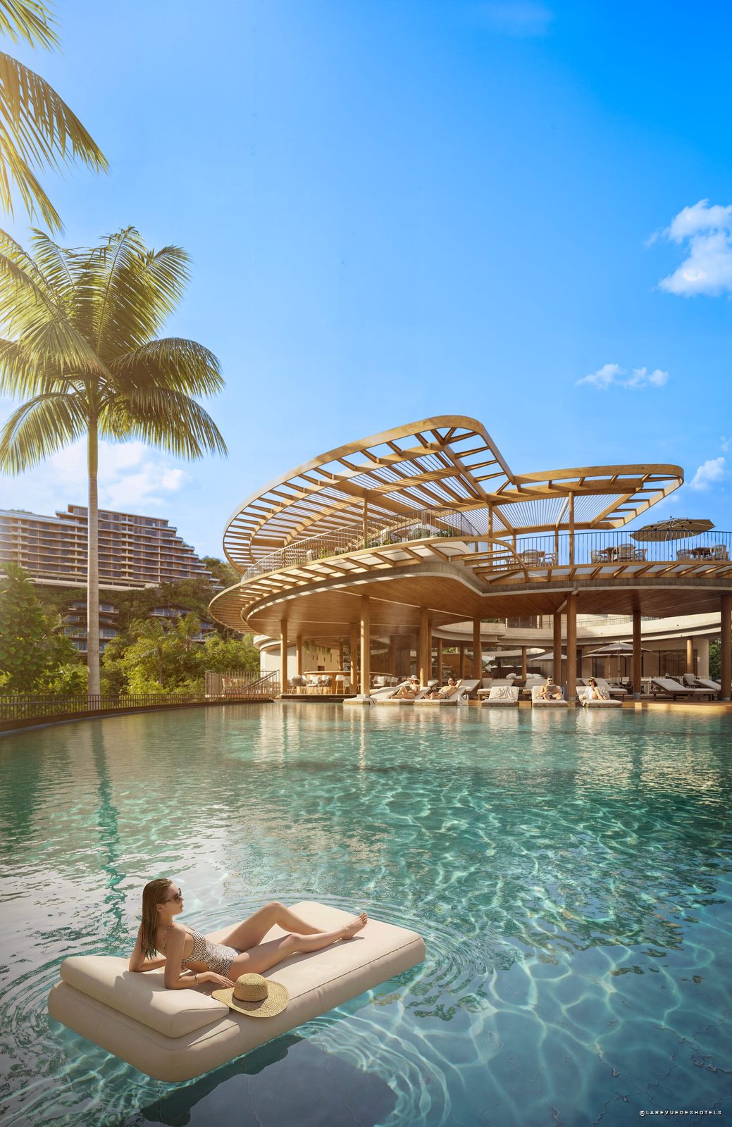 Vue du beach club et de sa piscine au futur Maravé Manuel Antonio, LXR Hotels & Resorts, Costa Rica