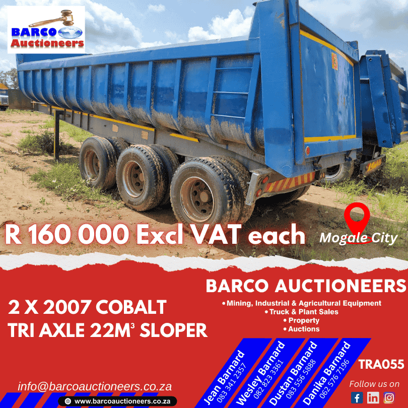 TRA055_2 x 2007 Cobalt Tri Axle 22m³ Sloper