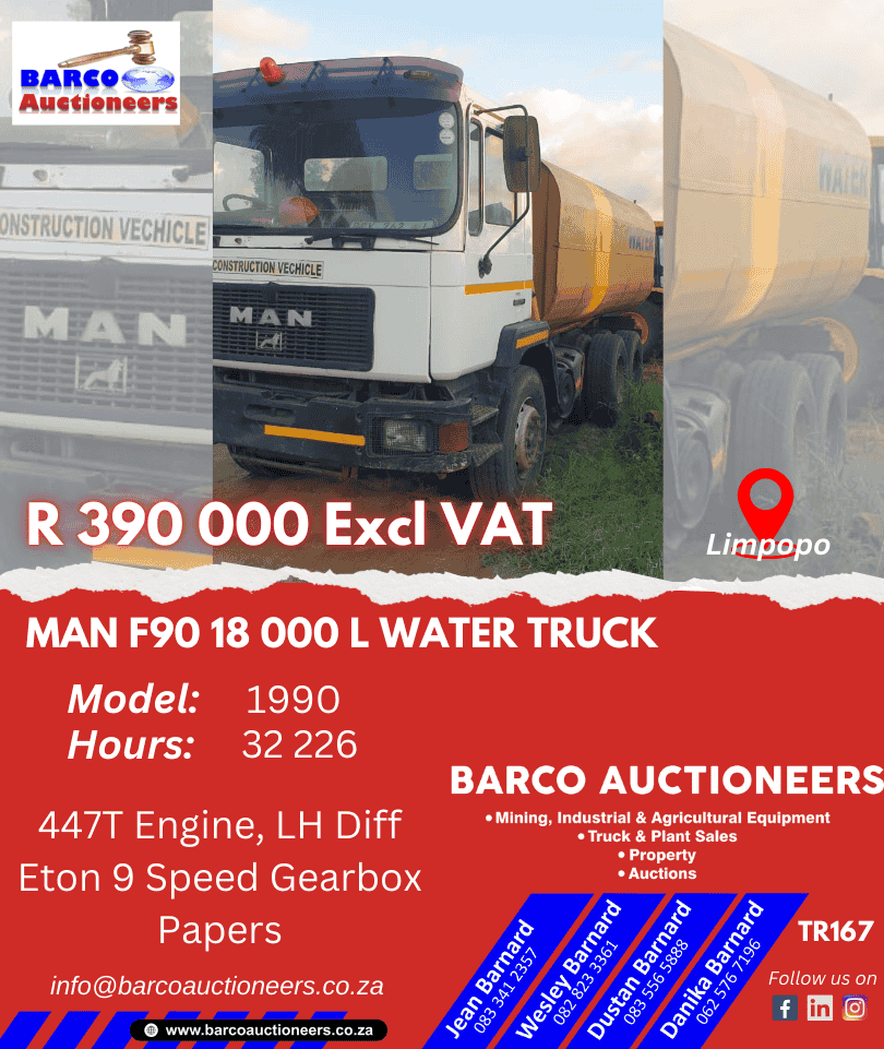 TR167_MAN F90 18 000 L Water Truck 1990 model