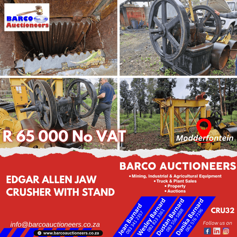 CRU32_Edgar Allen JAW Crusher with stand 2013 model