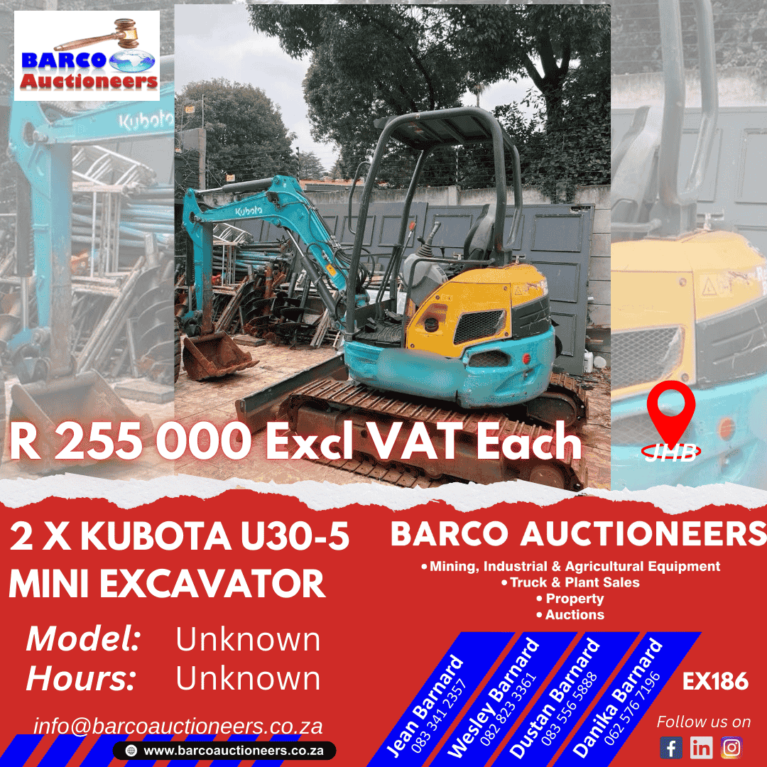 EX186 2 x Kubota U30-5