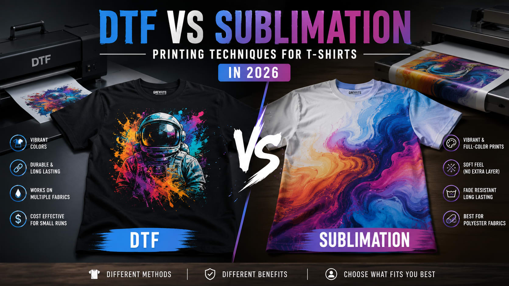 DTF vs Sublimation Printing Techniques for T-Shirts in 2026