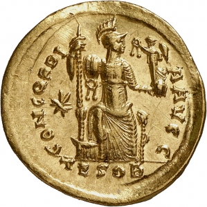 reverse of Theodosius II RIC X 350