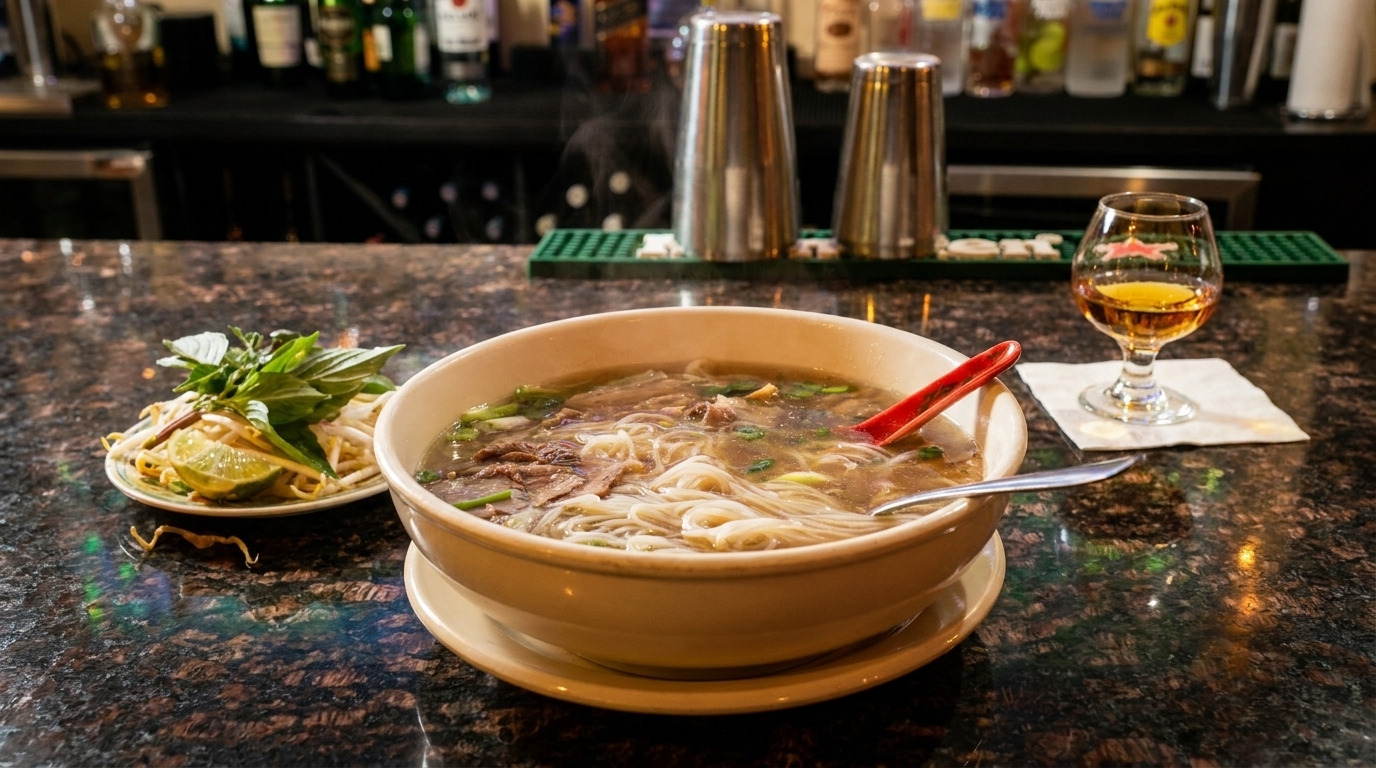 Pho and a Drink at the Bar