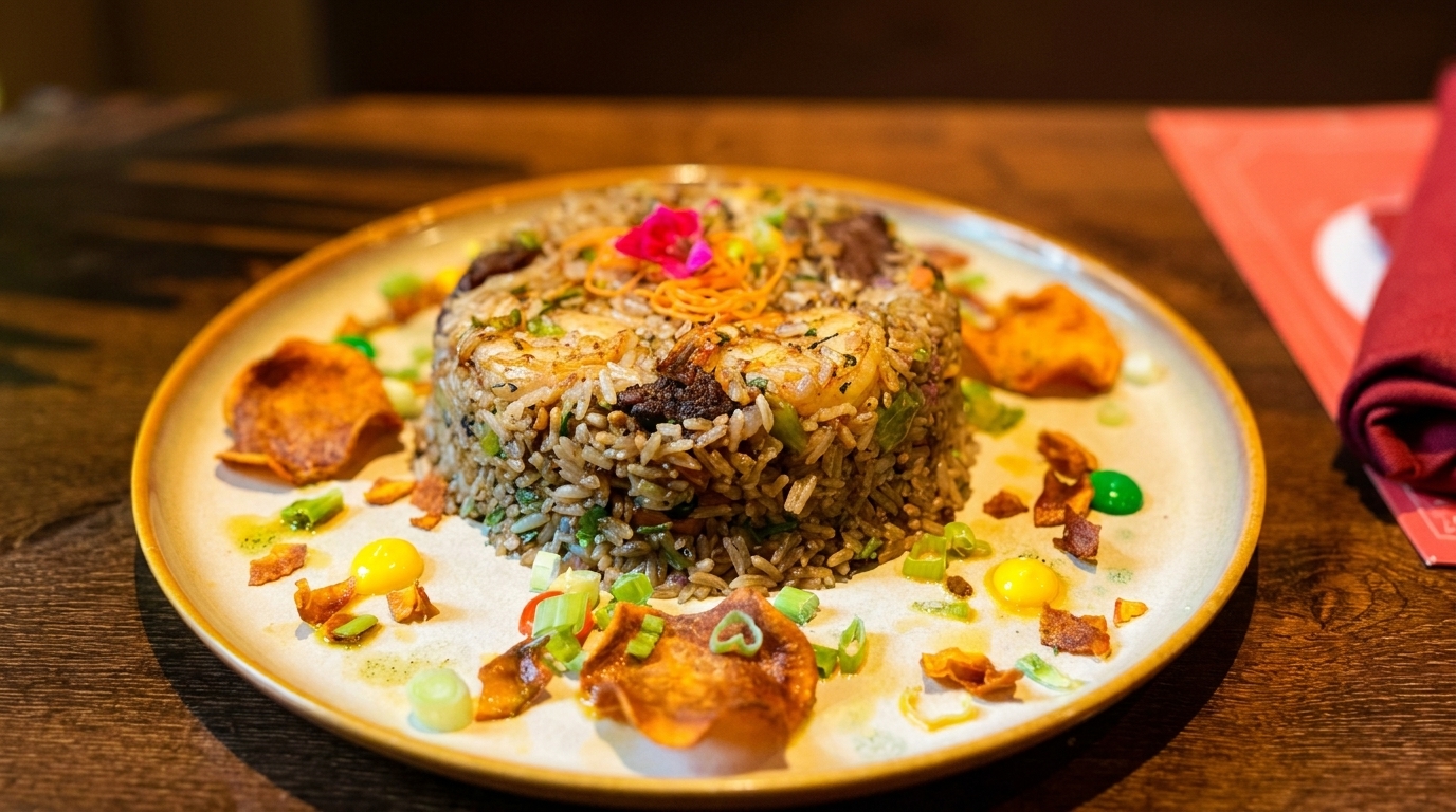 Arroz chaufa Peruvian fried rice with shrimp at Harlemite Peruvian Cuisine