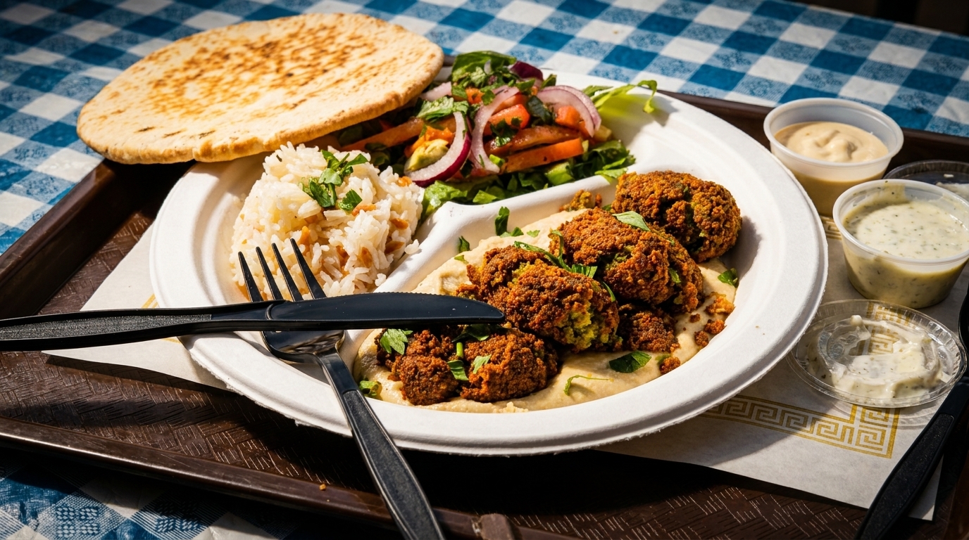Falafel, Hummus, Chicken Adana