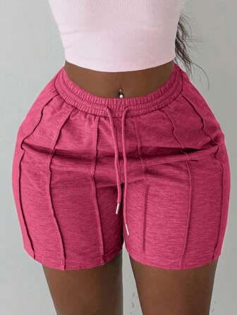 Drawstring High-Waist Panelled Running Shorts